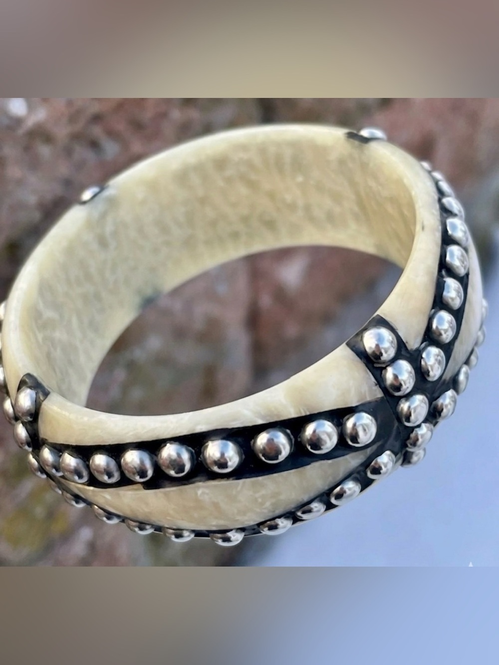 Vintage Lucite Studded Bangle Bracelet